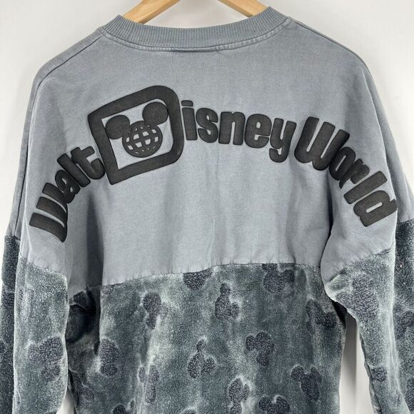 Spirit Jersey Walt Disney World T Shirt Size Small Gray Velour Mickey Mouse Icon - Picture 8 of 8